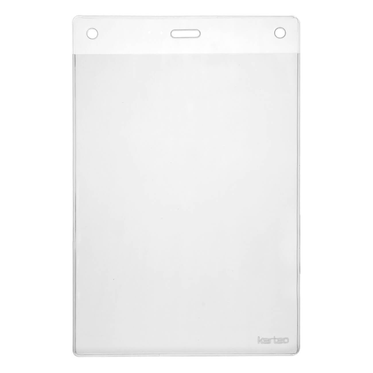 Karteo Kartenhüllen A6 Format [100 Stück] Vinyl Ausweishüllen 148 x 105 mm vertikal transparent als Ausweishalter Kartenhalter für Karten Ausweise