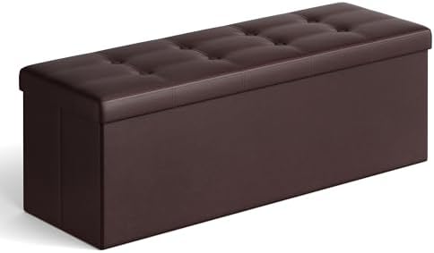 SONGMICS MAZIE Collection - 43 Inches Folding Storage Ottoman Ben...