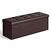 SONGMICS 43" Faux Leather Folding Storage Ottoman Bench, Storage Chest/Footrest/Padded Seat, Brown ULSF703