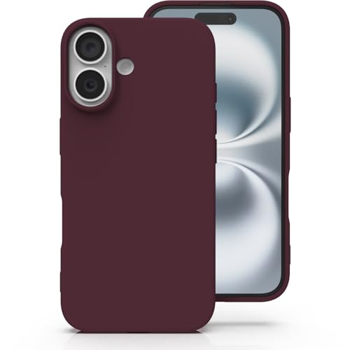Zuvirelx Silicone Case for iPhone 16 Soft Grip Thin Minimalist Shockproof Non-Slip Pocket-Friendly - Burgundy