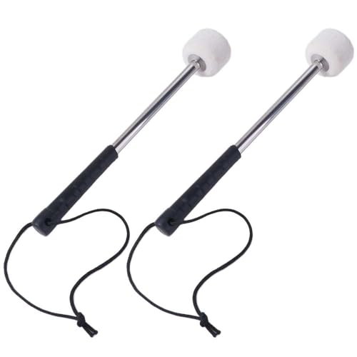 Baquetas para bombo, 1 pieza, mango ergonómico, profesional, blanco clásico, para banda marcial, con cuerda colgante, para batería de metal