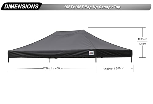 Image of ABCCANOPY Replacement Canopy Top for Pop Up Canopy Tent 10x15 Black