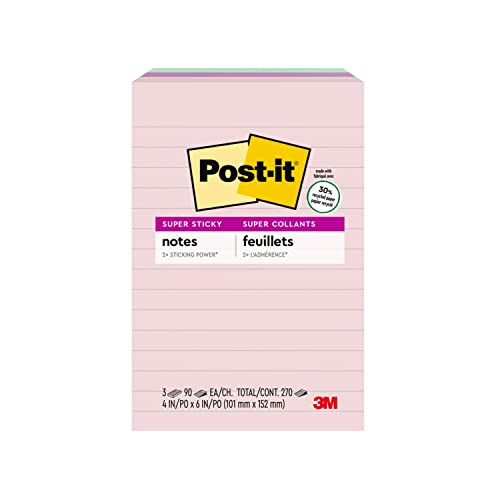 Post-it, 3M, Bloco de Notas Adesivas, Pautado, Coleção Paixão por Viajar, 101x152mm, 270 folhas