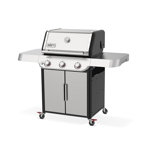 Image of Weber Genesis S-315 Liquid Propane Gas Grill for Outdoor Cooking, Stainless Steel, 3 Burners - Stainless Steel Cooking Grates & PureBlu Burners