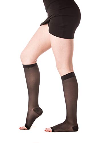 Image of Medicella Knee High Compression Socks Open Toe 15-20 mmHg Medical Quality