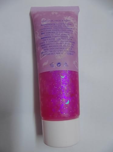 image for Go Ho Hot Pink Face Body Glitter Gel,Singer Concerts Hot Pink Face Pai
