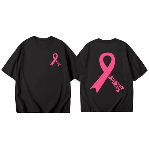 T-shirt Octobre Rose femme à col rond et manches courtes pour la sensibilisation