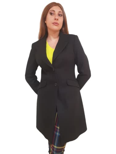 Manteau noir Fracomina femme L aux finitions haut de gamme et coupe chic