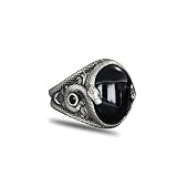 BayVog Handmade 925 Sterling Silver Black Onyx Stone Mens Ring, Gemstone Silver Rings for Men, Oxidized Vintage Snake Ring for Men Silver Ring for Men, Gift for Men, Gift for Him, Boyfriend Gift