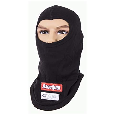 Racequip Underwear Head Sock Balaclava SFI 3.3 Fire Retardant FR Single Layer Hood Black Large 433991 Cover