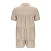 Womens 2 Piece Outfits Summer Ruffled Shirt and High Waist Shorts Matching Set Casual Sweatsuits with Pockets 2025 Fashion Beige