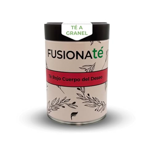 FUSIONATÉ Té Rojo Cuerpo del Deseo a Granel, Lata 150 g de Infusión Natural con Té Rojo, Té Verde, Hibisco, Fresa y Kiwi, Antioxidante y Depurativa, 100% Natural y Afrodisíaca FUSIONATÉ Té Rojo Cuerpo del Deseo a Granel, Lata 150 g de Infusión Natural con Té Rojo, Té Verde, Hibisco, Fresa y Kiwi, Antioxidante y Depurativa, 100% Natural y Afrodisíaca
