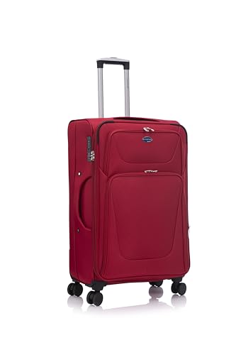 Aerostar Large 29” Lightweight Softshell Expandable Suitcase, Integrated Combination Lock, 4 Wheels Check in Luggage for 23kg (Chestnut Red, 112 litres)