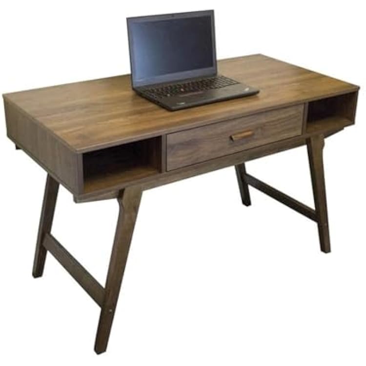 OS Home and Office Model Mid Century One Drawer and Sturdy Legs Desk, Brown