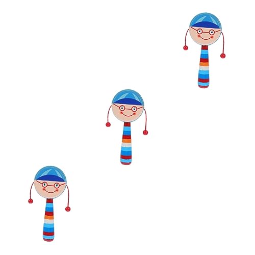 TOBBOMEY 3個 ガラガラ rhythm 手持ちジングルベル ハンドグリップベイビー 赤ちゃんの手 カラフルなミュージカルハンドベルおもちゃ 赤ちゃんのおもちゃ 知的なおもちゃ 木