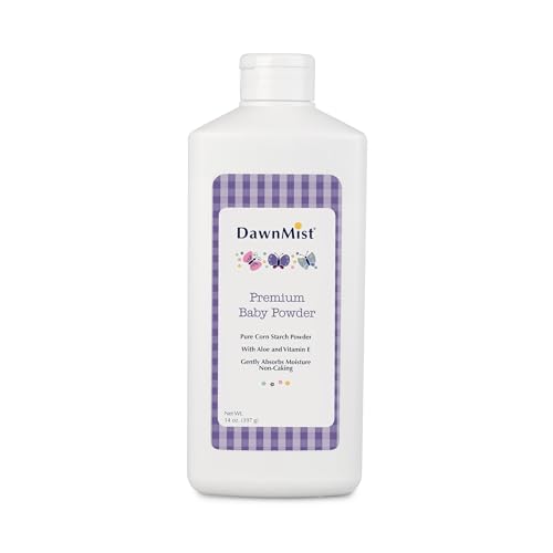 Dukal DawnMist Premium Baby Powder – 14 oz | Talc-Free, Hypoallergenic, with Aloe & Vitamin E | Soothes and Protects Delicate Skin