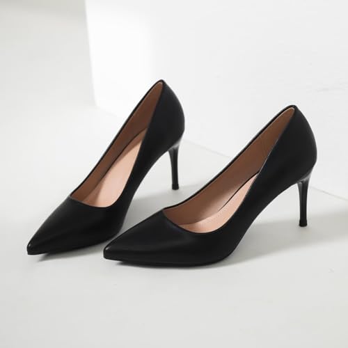 Image of Women's Low Kitten Heel Pumps Classic Fashion Dress Pumps Simple Heeled Shoes for Office Work