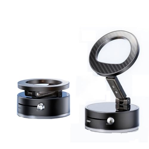 ZZQQQZZ Adjustable Foldable Magnetic Car Phone Stand for Nissan GTR GT-R R35/Nismo MK1/MK2/MK3/MK4 2015-2024, Secure Hold Reversible Vacuum Suction Magnetic Phone Holder,Carbon Fiber