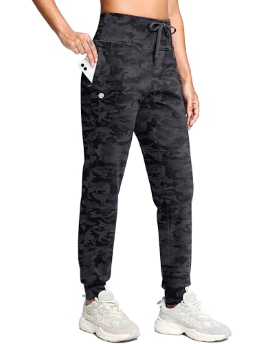 Image of G Gradual Women's Fleece Lined Joggers with Zipper Pocket Water Resistant Running Hiking Pants Winter Warm Thermal Sweatpants