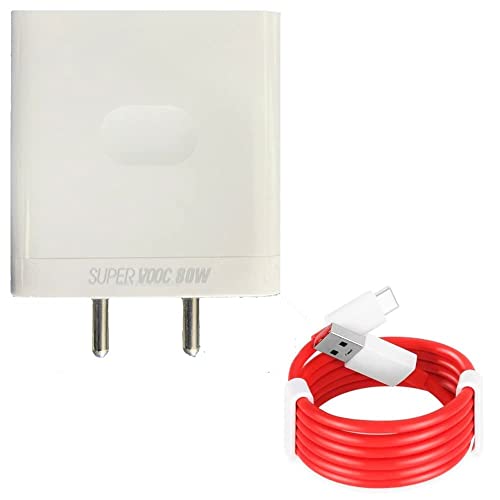 Image of Original 80W Super VOOC Charger for Oneplus 10Pro, 10T, 10R, 9Pro, 9, 9R, 9RT, Nord 2T, Nord 2, 8, 8t, 7, 7t, 6, 6t, 5, 5t (Adapter & Cable)