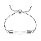 constantlife Stainless Steel Cremation Bracelet for Ashes - Transparent Glass Tube Urn Bangle...