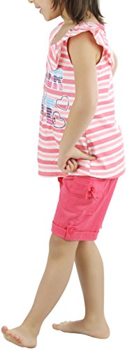 Image of ToBeInStyle Girl's Two Piece Summer Set Cute Tee Top and Matching Shorts Adorable Outfit