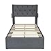 with Hydraulic Lift Storage Full Size Bed Frame,Multifunctional Bed for Bedroom, Modern Wingback Headboard and USB Ports, Suitable for Bedroom, Apartment (Mattress Not Included)