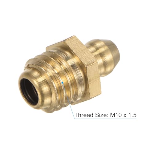Image of uxcell Brass Straight Grease Fitting M10 x 1.5mm Thread Hydraulic Grease Fitting Accessories, 20Pcs