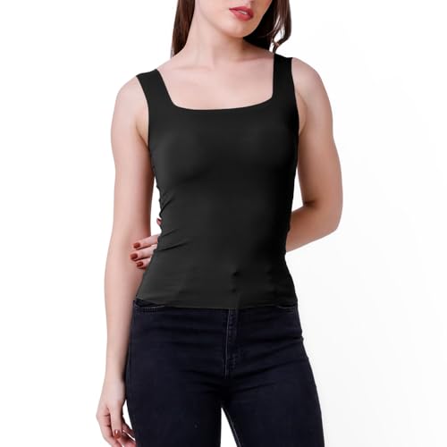 Image of Sizi Women Padded Camisole Workout Top| Tank Top with No Trace,Square Neck Seamless Vest,Elastic Removable Wide Shoulder Strap Camisole