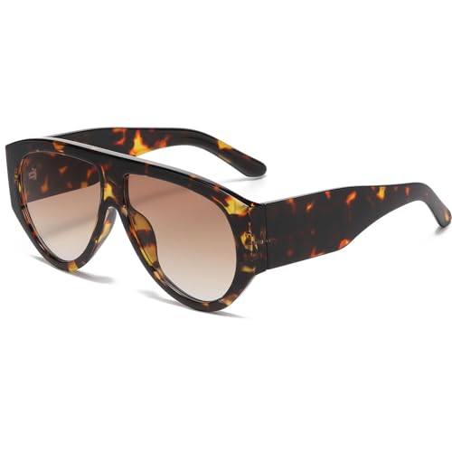 YAMEIZE Gafas de Sol Retro Oversized para Mujeres y Hombres Gafas de sol Cuadradas de los Años 70 Gafas de Sol Envolventes Gruesas Protección UV400
