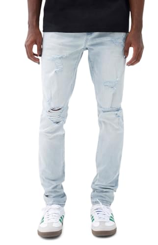 PacSun Men's Bryce Stacked Skinny Jeans Stretch Ripped Light Indigo