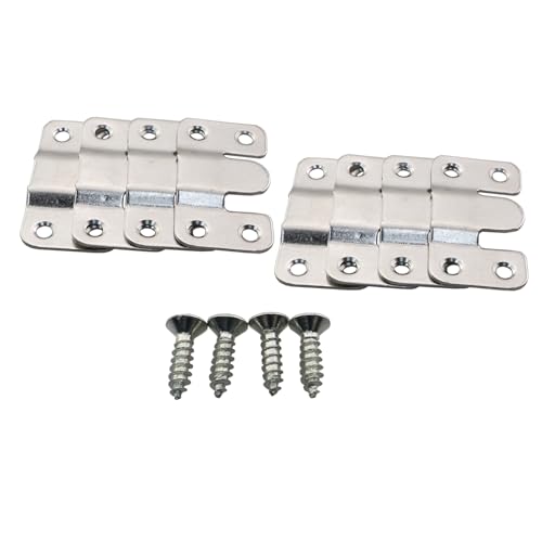 Image of 4 Pairs 53x30mm Recessed Mounting Bracket Thickened Stainless Steel Hook and Loop Multifunctional Connectors Interlocking Furniture Connector Silver Heavy Duty Photo Frame Hook