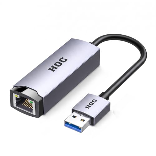 Image of HOC Technologies ARISHTHA USB 3.0 to RJ45 Gigabit Ethernet Adapter | 10 /100 /1000 Mbps | Aluminum Alloy | Driver-Free | Win 7 /8 /10 /11 | 3 Yr Warranty