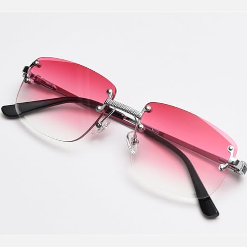 Gradient Lens Metal Sunglasses Rimless Blue Uv400 Brown Women Sun Glasses for Men3