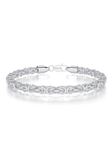 Silver 6mm Byzantine Bracelet for Women Silver Plated with Solid 925 Sterling Silver Lobster Clasp Made in Italy 6.5-9Inches Women's Jewelry Gifts