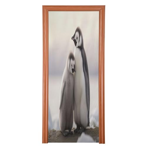 FLildon Two Penguins Door Cover Decoration, Party Accessory Porch Decor for Festive Ornament Room Door Covers 32 x 79 Inch
