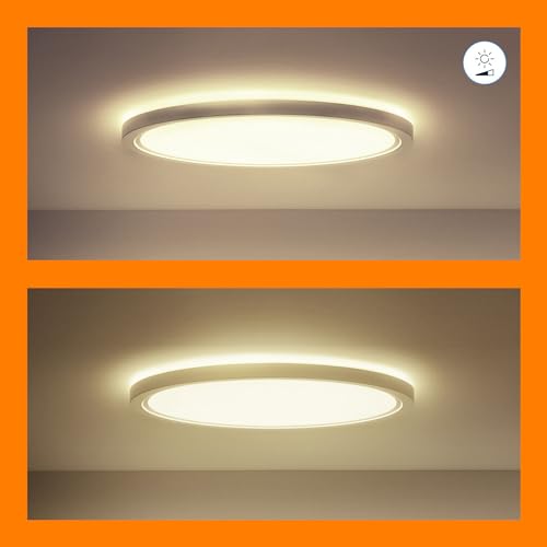 WiZ Tunable White and Color Superslim Deckenleuchte, 32 W, ø 545mm, LED Leuchte mit 16 Mio. Farben oder warm- bis kaltweißem dimmbarem Licht, smarte Lichtsteuerung über WLAN per Stimme/App, schwarz