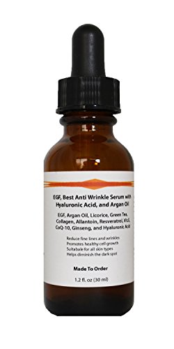 EGF, Best Anti Wrinkle Serum with Hyaluronic Acid, Argan Oil, Collagen, Ginseng (1.2oz)