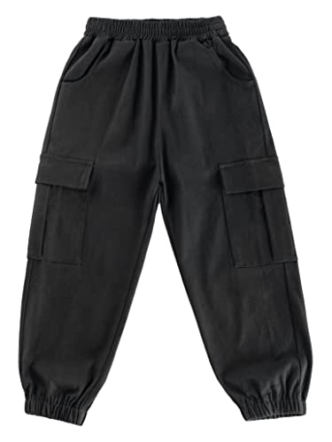 Shinsto Kids Boys Casual Cargo Pants Solid Color Elastic Waist Hiking Sweatpants Hip Hop Jazz Dance Trousers4