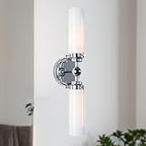 Generic Spherical Steel Sconce, Modern Silhouette, Steel Construction, Spherical Detail, Bathroom Sconce, 5'' Dia x 20.6'' H (Nickel)