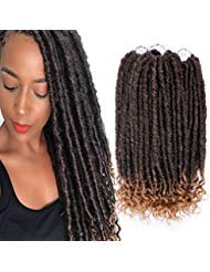Gx Beauty 3 Packs Faux Locs Straight Crochet Hair Goddess Locs with Curly Ends 16Inch Synthetic Ombre Crochet Locs Hair Extensions (T27)