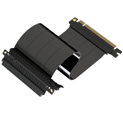 Image of LINKUP PCIE 5.0 Riser Cable | (Used) | for Vertical GPU Mount | ITX Single Reverse | Graphics Card GPU Ready | Usable with PCIe 4.0 & RX 9070 / RTX5090 | 24cm (Total Length: 27.5cm)
