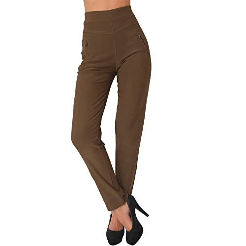 Candygirls Pantalón de cintura alta, térmico, elástico, botones, polainas, remaches, T46, marrón, 3XL/4XL Cover