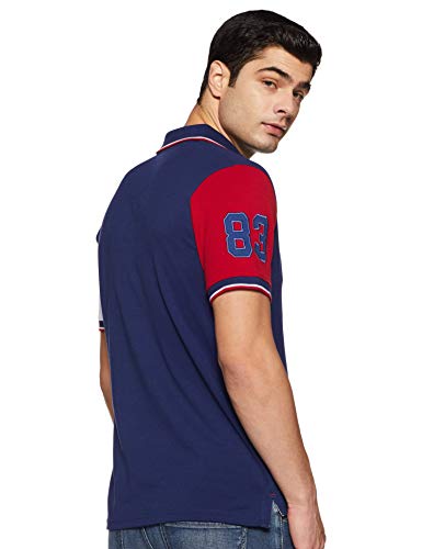 Image of Deniklo Men's Cotton Rich Half Sleeve Regular Fit Color Block Polo T-Shirt (Available in Plus Size)