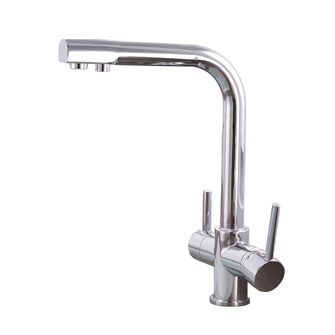 Grifo de Cocina de 3 Vías Grifo Cocina con Osmosis Integrado Grifos Cocina Fregadero 3 en 1 Grifo Fregadero Cocina con 2 Palancas Cromado