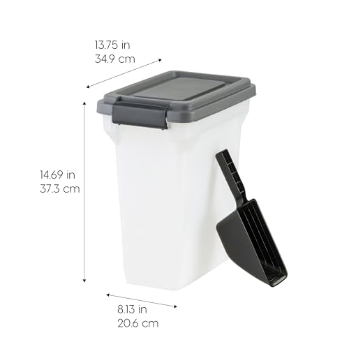 IRIS USA Dog Food Storage Container, Airtight Lid, 2-Cup Scoop, Up to 13 Pounds Pet Food Storage, Versatile Pet Food Bin, Treats, BPA Free, Dark Gray - Image 3