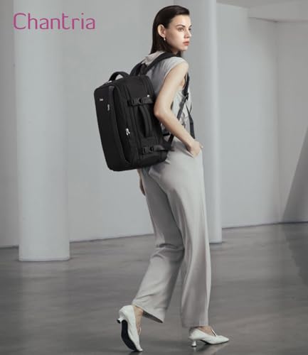 Image of Chantria by Arcitc Hunter Travel Backpack for Women 33L Large Laptop Backpack Expandable Clothes Pocket Waterproof Toiletry Pouch 180 Opening Multi-function 2 in 1 Office Backpack