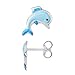 Amours, Bisous & Câlins - Boucles d'Oreilles Enfant DAUPHIN BLEU - Argent 925 Millièmes Rhodié - 100 % Anallergique - Convient pour Enfants de 2 à 12 ans - Bijou Enfant