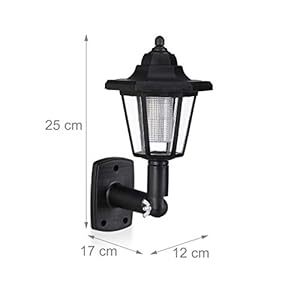 Relaxdays Solar Wandlaterne im 2er Set, nostalgische LED Solarlampe für draußen, energiesparend, wasserdicht, schwarz – Bild 5