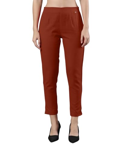 Image of Femmora Comfortable Fit Solid Straight Pant, Breathable Cotton Fabric with Side Zip Button Closure, for Women, Pack of 1